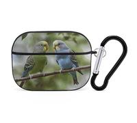 Parakeets Airpod Pro Case AirPods 2 Case for Women Hard Shell Protective Cover with Carabiner Keychain Compatible with AirPods Case 2nd 1st Generation, Front LED Visible Black