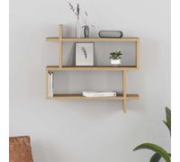 Paralel' Wall Mounted Modern Bookcase Display Unit 70cm Decortie Natural 1 Pack