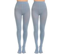 Paralinda 2 Pairs Women's Solid Color Tights 80D, Soft Opaque Microfiber Tights, Spring Lake, S-M