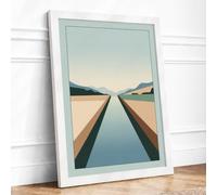 Parallel Docks at Stillness Minimalist Framed Wall Art Print A1