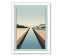 Parallel Docks at Stillness Minimalist Framed Wall Art Print A1 (84.1×59.4cm) White, Wall Decor for Living Room, Bedroom, Office & Home, Ready to Hang, Art Gift