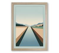 Parallel Docks at Stillness Minimalist Framed Wall Art Print A3 (42×29.7cm) Oak, Wall Decor for Living Room, Bedroom, Office & Home, Ready to Hang, Art Gift