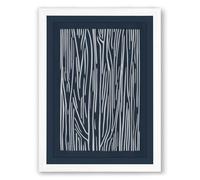 Parallel Lines in Blue Minimalist Framed Wall Art Print A2 (59.4×42cm) White, Wall Decor for Living Room, Bedroom, Office & Home, Ready to Hang, Art Gift