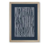 Parallel Lines in Blue Minimalist Framed Wall Art Print A3 (42×29.7cm) Oak, Wall Decor for Living Room, Bedroom, Office & Home, Ready to Hang, Art Gift
