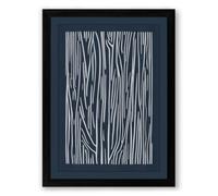 Parallel Lines in Blue Minimalist Framed Wall Art Print A4 (29.7×21cm) Black, Wall Decor for Living Room, Bedroom, Office & Home, Ready to Hang, Art Gift