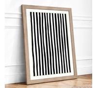 Parallel Lines Minimalist Framed Wall Art Print A3 (42×29.7cm) Oak, Wall Decor for Living Room, Bedroom, Office & Home, Ready to Hang, Art Gift