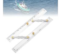 Parallel Ruler, 12 in Nautical Navigation Plotting Tool with Clear Scales, Clear Plastic Body, Aluminum Arms, Marine Chart Divider for Precise Direction and Course Charting