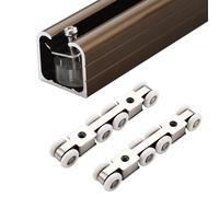 Parallel Sliding Door Track Set, Partition Pocket Door Rail Replacement with Hardware Kit, Slide Smoothly Floor Guide Sliding Door Tracks and Rollers(340cm/133.8in)