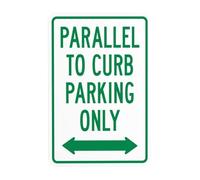 Parallel To Curb Parking Only With Bidirectional Arrow Metal Warning Sign with Easy Install for Indoor Outdoor Security, Business Office Home Garden Street Decor 20 x 30 cm