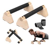 Parallettes Bars with Wrist Guards, 30CM Wooden Push Up Bars with Non-Slip Handles, Calisthenics Bars for Handstands, Dips, Strength Training, Portable Parallel Bars for Home Gym, Bodyweight Workouts