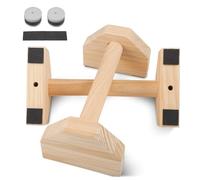 Parallettes Bars Wood, Push Up Stands for Handstands, Wooden Parallettes for Strength Training for Handstands and Push-Ups with Anti-Slip Mats & Hand Gel (Pine-30cm)