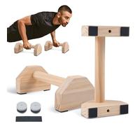 Parallettes Bars Wood, Push Up Stands for Handstands, Wooden Parallettes for Strength Training for Handstands and Push-Ups with Anti-Slip Mats & Hand Gel