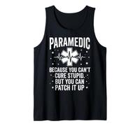 Paramedic Can't Cure Stupid Patch It Up Graphic with EKG Art Tank Top