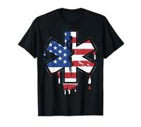 Paramedic EMT First Responder EMS American Flag USA Drip T-Shirt