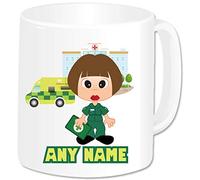 Paramedic Gifts for Women - Personalised Paramedic Mug - Ambulance Emergency Services Student Staff Nurse Medical NHS Key Worker Hospital Present Idea (Short Brown Hair)