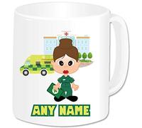 Paramedic Gifts for Women - Personalised Paramedic Mug - Ambulance Emergency Services Student Staff Nurse Medical NHS Key Worker Hospital Present Idea (Brown Hair)