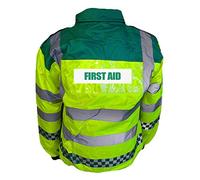 Paramedic Yellow Hi Vis Bomber Jacket With Reflective First Aid Badges, Waterproof, Conforms to EN20471 Class 3, By Brook Hi Vis, Medium