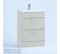 Paramount Bathrooms 600mm Mid Edge 2 Drawer Floor Standing Bathroom Vanity Basin Unit (Fully Assembled) - Vivo Gloss Light Grey