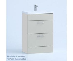 Paramount Bathrooms 600mm Mid Edge 2 Drawer Floor Standing Bathroom Vanity Basin Unit (Fully Assembled) - Vivo Gloss Light Grey