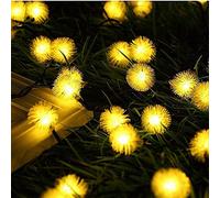 Paramount City Outdoor Solar Lights 16ft 20 LED Dandelion Ball String Fairy Light Dandelion Ball Solar Power Waterproof Lights for Outside Garden Camping Patio Party Christmas (Warm White)