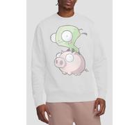 Paramount Home Entertainment Men's Invader Zim Gir & Pig Crew Sweatshirt, White | Size: Medium Paramount Home Entertainment White M