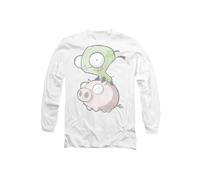 Paramount Home Entertainment Men's Invader Zim Gir & Pig Long Sleeve T-Shirt, White | Size: XL Paramount Home Entertainment White XL