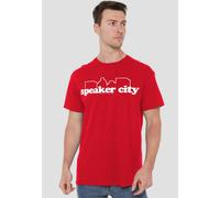 Paramount Home Entertainment Old School Speaker City Logo Unisex T-Shirt, Red | Size: Small Paramount Home Entertainment Red S