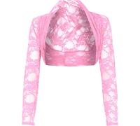 Paramount Long Sleeve Cropped Lace Bolero Shrug Baby Pink