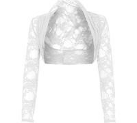 Paramount Long Sleeve Cropped Lace Bolero Shrug White