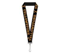 Paramount Network Lanyard, Yellowstone Text and Y Logo Weathered Black Orange, Elastic, Black