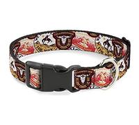 Paramount Network Pet Collar, Dog Collar Plastic Buckle, Yellowstone Patches Stacked Browns Reds Yellows, 20 to 31 Inches 1.5 Inch Wide