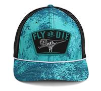 Paramount Outdoors - Fly or Die Fly Fishing Mesh Back Patch Rope Cap Salt Water Fly Fishing Hat (Teal Cirrus)