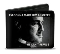 Paramount Pictures Wallet, Bifold, Godfather Vito Corleone Im Gonna Make Him an Offer Pose Black, Vegan Leather, Black, 4.0" x 3.5", Casual