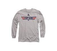 Paramount, Top Gun Logo Grey Mens Long Sleeve T Shirt-Athletic Heather Top Gun Grey M