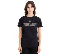 Paramount, Top Gun Monotoned Logo Ladies T Shirt, Black Top Gun Black S