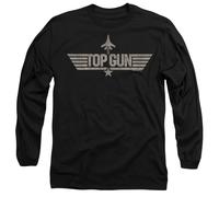 Paramount, Top Gun Monotoned Logo Mens Long Sleeve T Shirt, Black, Medium