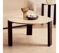 paramus large cream marble top coffee table with wooden legs
