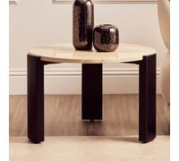 paramus small cream marble top coffee table with wooden legs
