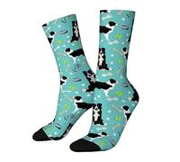Paranoid Fish - Border Collie Dog Socks - All Over Print Novelty Socks, One Size Fits UK 3-10 / EU 36-45