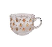 Paranoid Fish Gingerbread Man Holiday Coffee Mug - Clear Glass Cappuccino Cup