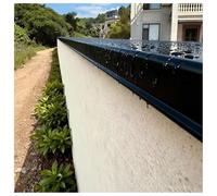 Parapet Wall Coping Cap with Light Strip Channels, Weatherproof Wall-Top Covering Board for Brick/Concrete/Stone Walls, Black & Custom Sizes(Mid Plate L-3.2′ W-11 7/8")