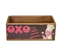 Paraphernalia Oxo Wooden Crate - 27cm wide x 15cm deep x 10cm high - Classic Brands Oldies Wooden Storage Crate - Vintage Style Rustic Finish