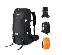 PARAPOGEE 50L Hiking Backpack, Lightweight Travel Daypack with Waterproof Rain Cover for Outdoor Climbing Camping Touring, Black, Travel Backpacks