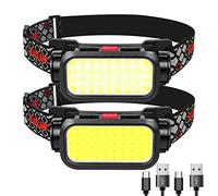 PARAROSE Head Torch 2 Pieces, 8000 Lumen Wide Light Beam LED Head Torch, headtorch Rechargeable, 4 Types of Mode headlamp, Outdoor headtorch Waterproof, Suitable for Camping Fishing Long Foot Riding