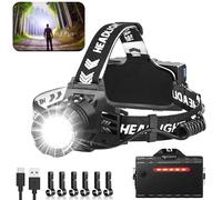 PARAROSE LED Rechargeable Head Torch, 1000 Lumens Super Bright Headlight, 5 Modes Zoomable Headtorch, 120°Adjustable, IPX7 Waterproof Headlamp for Camping, Running, Climbing, Hiking
