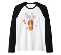 Parasaurolophus Dinosaur Easter Rabbit Eggs Bunny Ears Cute Raglan Baseball Tee