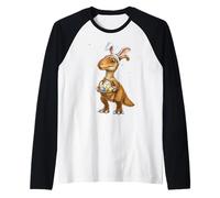 Parasaurolophus Dinosaur Easter Rabbit Eggs Bunny Ears Cute Raglan Baseball Tee