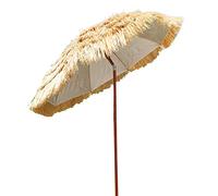 Parasol,1.8M Round 8 Ribs Wood Garden Umbrella Hawaiian Style Water Repellent with Crank Handle For Beach/Pool/Patio Sun Shade