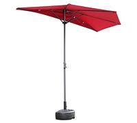 Parasol,2.7m Outdoor Sun Portable 丨Against The Wall Garden Half Side With Crank Pole, Courtyard Balcony Sunshade丨Half Umbrella Semicircular