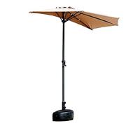 Parasol,2.7m Outdoor Sun Portable 丨Against The Wall Garden Half Side With Crank Pole, Courtyard Balcony Sunshade丨Half Umbrella Semicircular